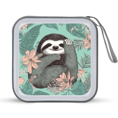FodPand Animal Sloth Mint Green CD Case 40 Capacity DVD Case Hard Plastic Disc Booklet VCD Storage Box Portable Zipper DVD Holder Large Media Binder for Car Home Office Travel