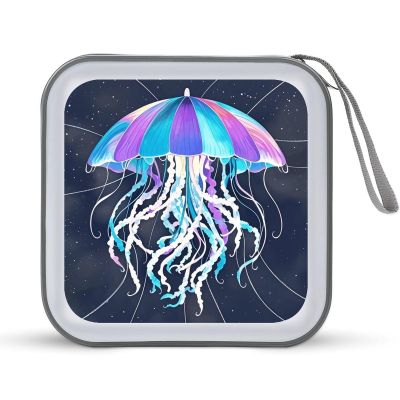 FodPand Jellyfish Pattern CD Case 40 Capacity DVD Case Hard Plastic Disc Booklet VCD Storage Box Portable Zipper DVD Holder Large Media Binder for Car Home Office Travel