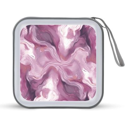 FodPand Pearl Purple Marble CD Case 40 Capacity DVD Case Hard Plastic Disc Booklet VCD Storage Box Portable Zipper DVD Holder Large Media Binder for Car Home Office Travel