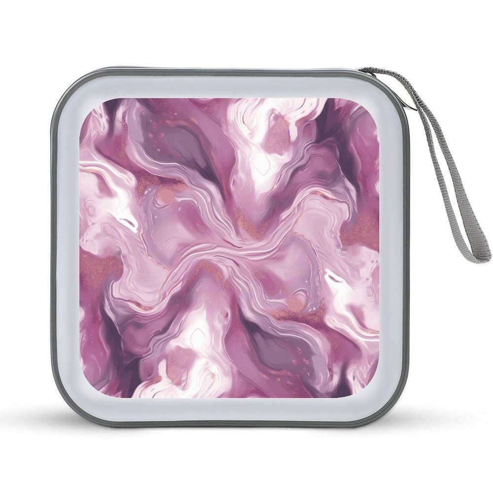 FodPand Pearl Purple Marble CD Case 40 Capacity DVD Case Hard Plastic Disc Booklet VCD Storage Box Portable Zipper DVD Holder Large Media Binder for Car Home Office Travel