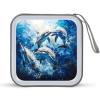 FodPand Dolphins Art CD Case 40 Capacity DVD Case Hard Plastic Disc Booklet VCD Storage Box Portable Zipper DVD Holder Large Media Binder for Car Home Office Travel view 1