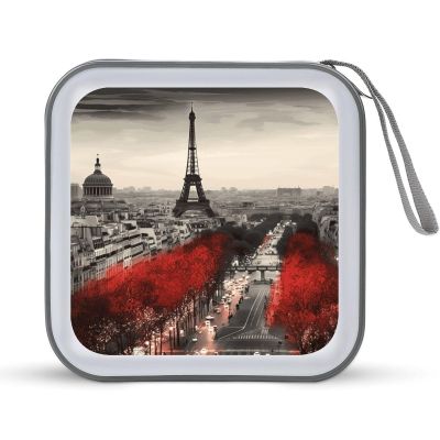 FodPand Paris CD Case 40 Capacity DVD Case Hard Plastic Disc Booklet VCD Storage Box Portable Zipper DVD Holder Large Media Binder for Car Home Office Travel