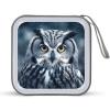 FodPand Grey And White Owl CD Case 40 Capacity DVD Case Hard Plastic Disc Booklet VCD Storage Box Portable Zipper DVD Holder Large Media Binder for Car Home Office Travel view 1