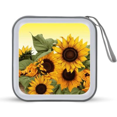 FodPand Sunflowers Floral CD Case 40 Capacity DVD Case Hard Plastic Disc Booklet VCD Storage Box Portable Zipper DVD Holder Large Media Binder for Car Home Office Travel