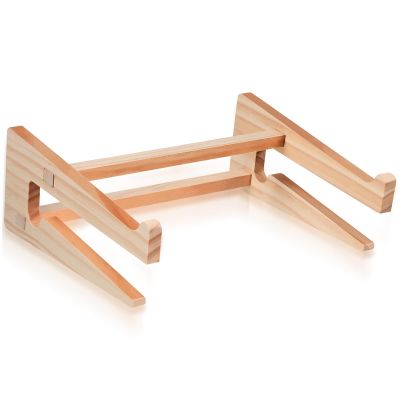 BESPORTBLE Wooden Laptop Holder Laptop Riser Desk Stand for Home Office Use Natural Wood Tablet Holder with Ventilated Storage Rack