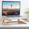 BESPORTBLE Wooden Laptop Holder Laptop Riser Desk Stand for Home Office Use Natural Wood Tablet Holder with Ventilated Storage Rack view 4