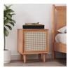 tanyunji001 CD Storage Rack, Home CD Record Wooden Storage Cabinet with Wickerwork Door Compact Bedside Table view 3