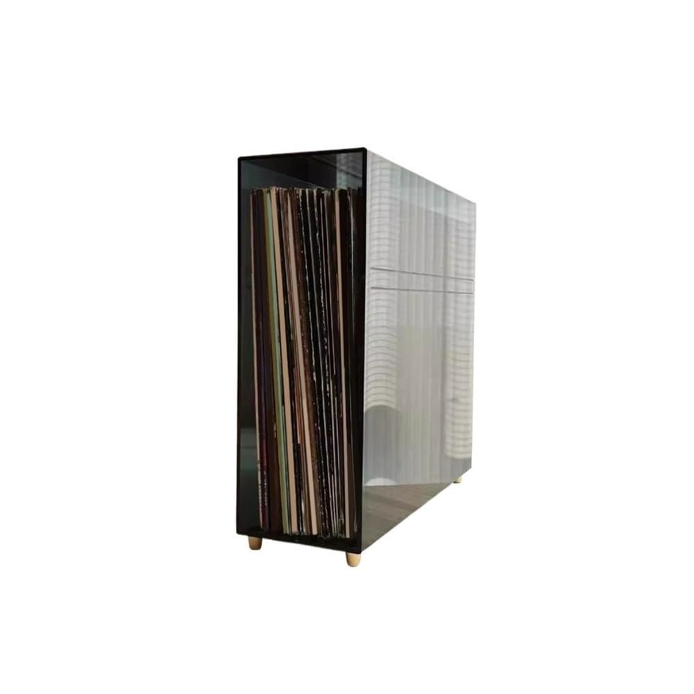 tanyunji001 CD Storage Rack, Acrylic Vinyl Record Display Holder with Brass Feet Home CD Album Favourites Rack