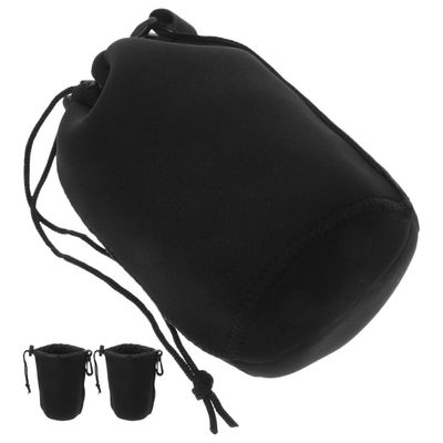 KALLORY 3pcs Waterproof Dslr Camera Lens Pouch Set with Drawstring Closure, Neoprene Travel Lens Protector Bag for Outdoor Photography