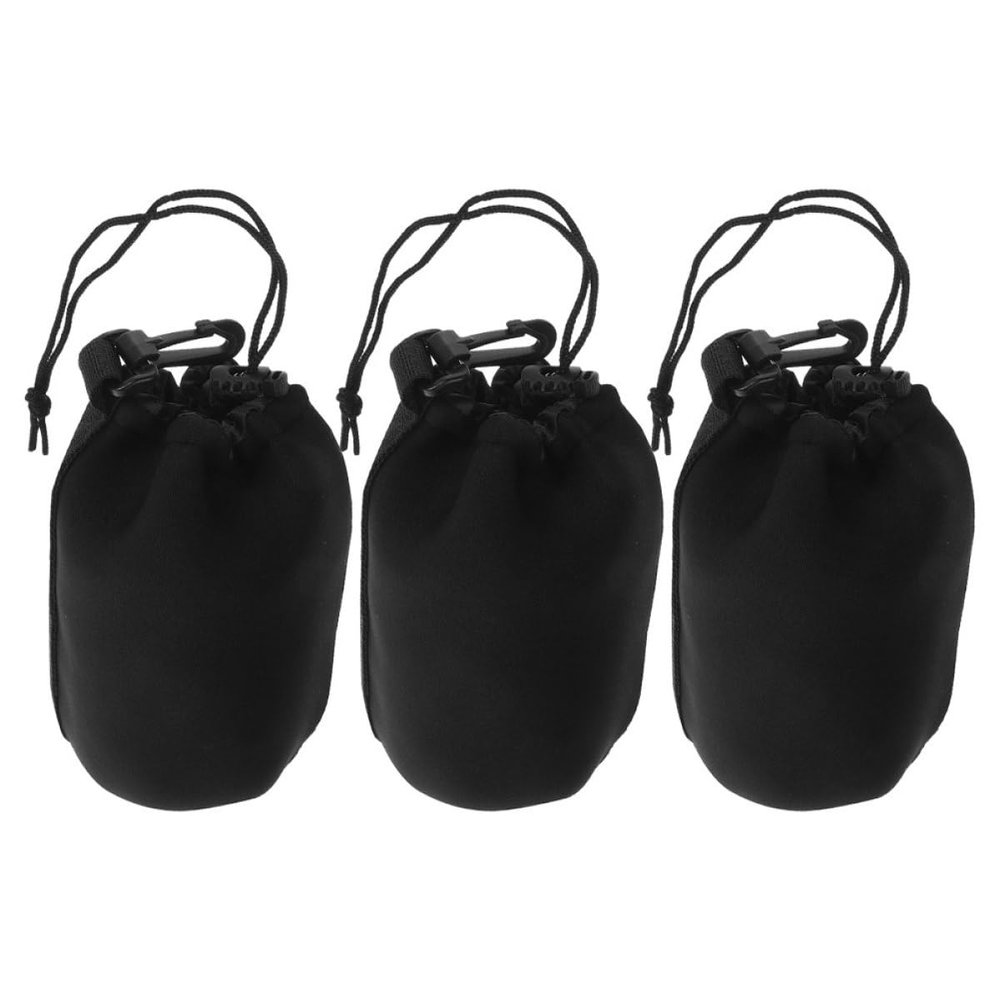 Alipis 3pcs Waterproof Dslr Camera Lens Protector Bags Drawstring Storage Pouch Set Large Size Travel Lens Case Organizer for Photographers