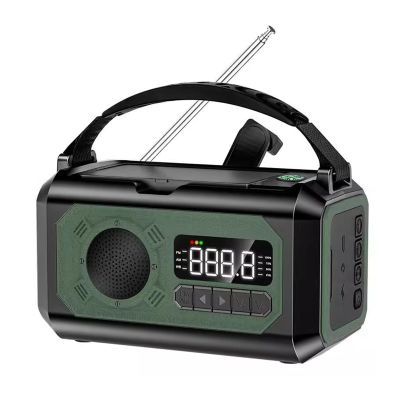 SPYMINNPOO Emergency Crank Radio, Portable Solar Weather Radio with Power Bank, LED Flashlight & Reading Lamp for Camping Survival (OD Green)