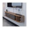 Wall Mounted TV Cabinet Narrow Floating TV Shelf Wall-Mounted Console, Modern Under Entertainment Stand with Open Storage Hanging TV Cabinet(Walnut) view 1