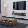Wall Mounted TV Cabinet Narrow Floating TV Shelf Wall-Mounted Console, Modern Under Entertainment Stand with Open Storage Hanging TV Cabinet(Walnut) view 3