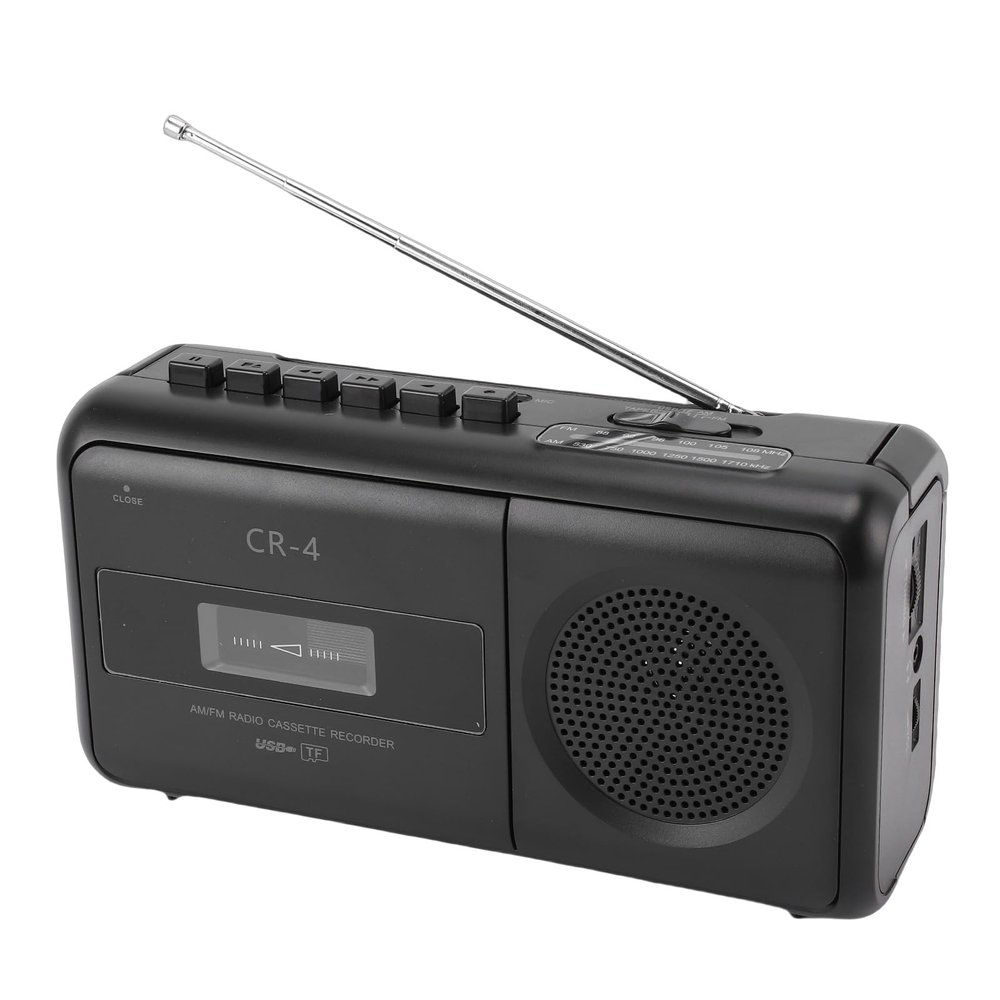 PUSOKEI Portable Stereo Cassette Player & Recorder with AM/FM Radio, USB/TF Card Reader, Converts MP3 to Tape for Nostalgic Music (US Plug)