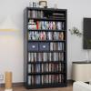 CBNTKI Metal CD Storage Shelf, 7 Tier Tall DVD Storage Cabinet with Adjustable Shelves, Freestanding Rack for Media, Video, Games, Black Bookshelf for Living Room, Media Room view 1