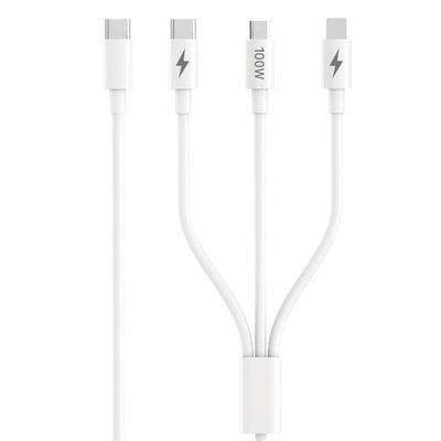 LOKLNEYK 3-in-1 USB Cable 6A 100W for TPE-c Fast Wire USB C Data Cord(White)