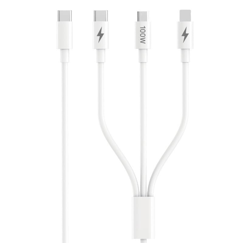 LOKLNEYK 3-in-1 USB Cable 6A 100W for TPE-c Fast Wire USB C Data Cord(White)