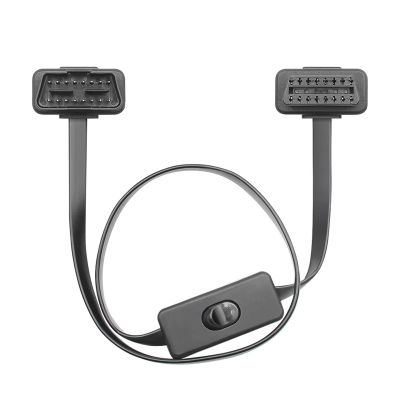 HHYHCWSBO 60CM 16Pin OBD2 Extension Cable Adapter Cable Flat+Thin As Noodle OBDII Male to Female Socket Connector