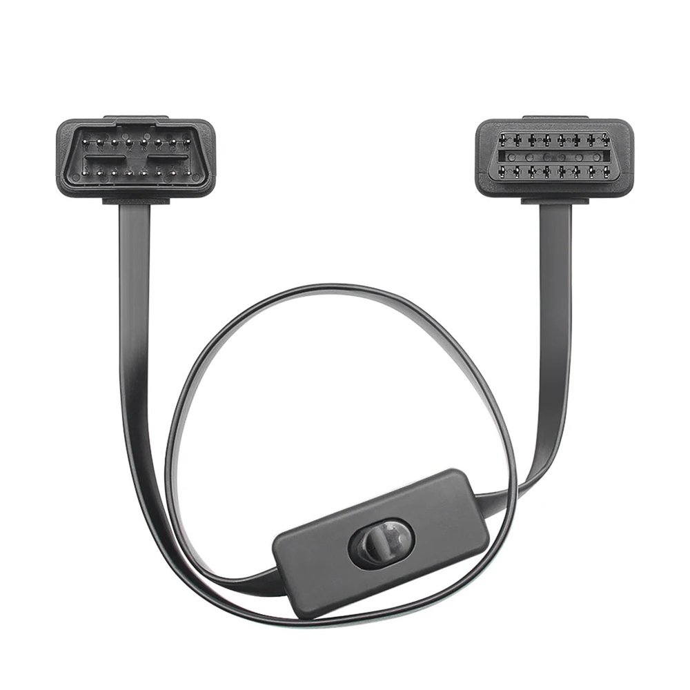 HHYHCWSBO 60CM 16Pin OBD2 Extension Cable Adapter Cable Flat+Thin As Noodle OBDII Male to Female Socket Connector