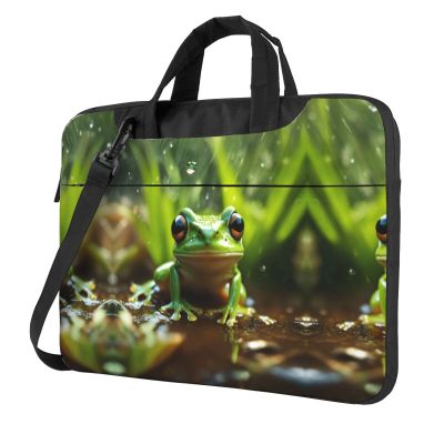 Frog And Rain Print Laptop Handle Bag,Laptop Carrying Case Protect Case Pouch,Fits 13 14 15.6 Inch Laptops