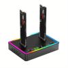 RGB M.2 Dual Drive Enclosure with Colorful Lighting, NVME/NGFF/SATA Compatible, USB 3.2 Dual Disk Reader, Offline Clone Function, 20Gbps Transfer Speed (NVME 20GPS) view 1