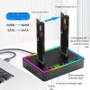 RGB M.2 Dual Drive Enclosure with Colorful Lighting, NVME/NGFF/SATA Compatible, USB 3.2 Dual Disk Reader, Offline Clone Function, 20Gbps Transfer Speed (NVME 20GPS) view 2