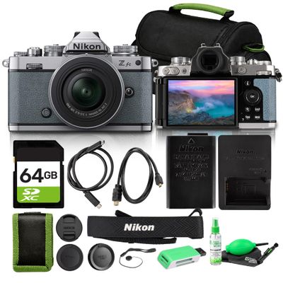 Nikon Zfc Mirrorless Camera with NIKKOR Z DX 16-50mm f/3.5-6.3 VR Lens, 20.9MP DX, 4K Video, Vari-Angle Touchscreen, Chalk Blue Bundle with Bag + Cleaning Kit + 64GB Memory Card