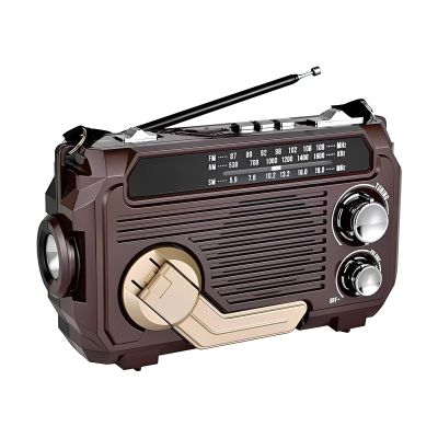LICAEVEY Emergency Radio Solar Hand Crank, 5000mAh Power Bank & Phone Charger, NOAA Weather Alert with AM FM SW, Flashlight, Water Proof Portable Radio for Survival Kit (Deep Coffee)