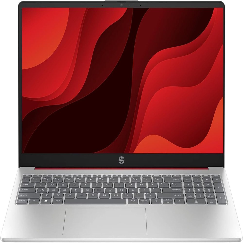 HP 15.6 Laptop Computer with Office 365 Copilot 16GB RAM 1.2TB Storage (128GB SSD, 128GB External and 1TB Cloud) Intel 13th 4-Cores CPU Wi-Fi 6 Win 11 no Mouse Silver (Red)