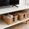 Handwoven Rattan Cable Management Box,Wicker Cable Management Box,Rattan Cable Organizer,Charging Basket with Lid for Power Strip TV Pc Router Charger Under Desk Cable (B, S) view 3