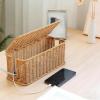 Handwoven Rattan Cable Management Box,Wicker Cable Management Box,Rattan Cable Organizer,Charging Basket with Lid for Power Strip TV Pc Router Charger Under Desk Cable (B, S) view 4