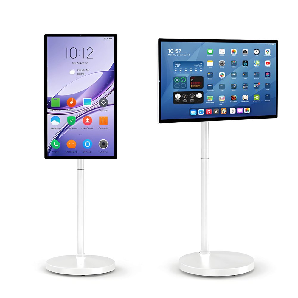 VsyPtyc 27 Inch Portable Smart Screen on Wheels, Wireless Touch Monitor, Android 13, Full-Motion Mount, 1080P Touch Screen, for Streaming, Work, and Multi-Purpose Use 4+64GB