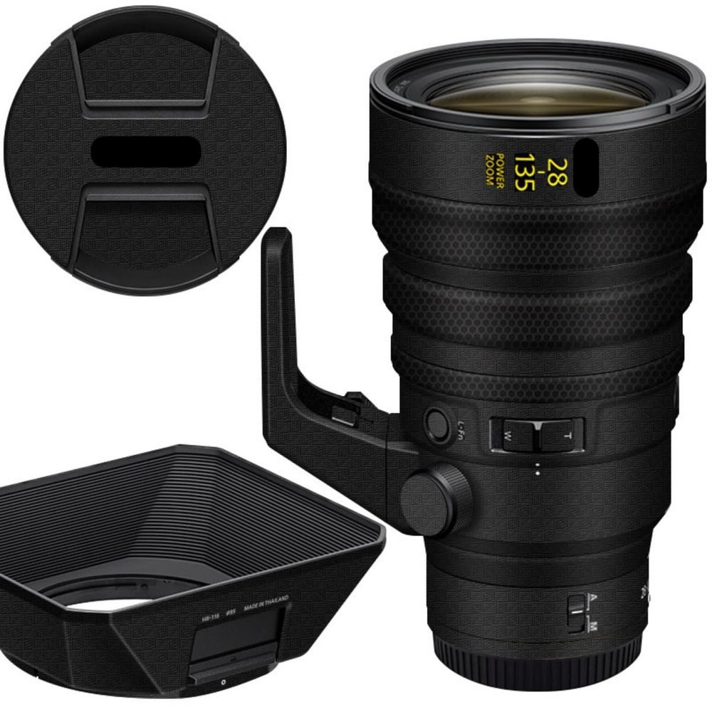 28-135 4 Lens Cap Skin Anti-Scratch Camera Sticker for Nikon Z 28-135mm F4 PZ Protective Wrap Film Protector Decal for NIKKOR(Armor Fiber Black)