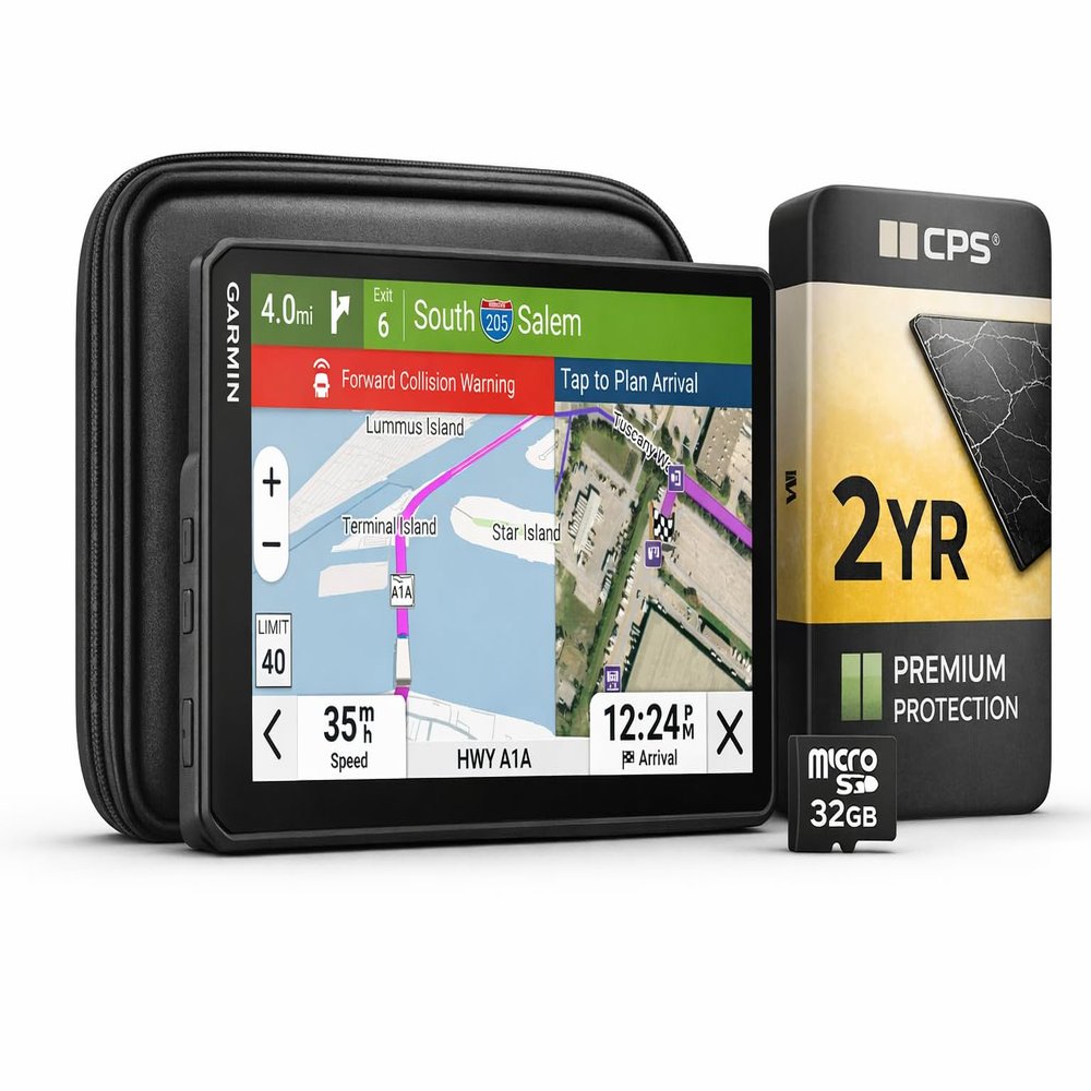 Garmin dzl OTR725 Trucking XP Bundle with Built-in Dash Cam, Carrying Case, 32GB MicroSD Memory Card & 2-Year Extended Warranty (7"-OTR 725 Bundle)