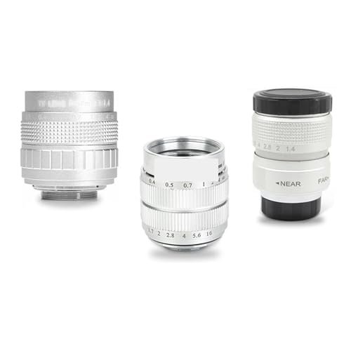 25mm F1.4 / 35mm F1.7 / 50mm Camera Lens + C- Macro Ring Camera for Canon EOS R R7 R10 R50 R100 Excellent(50mm F1.4,Silver_C Mouth)