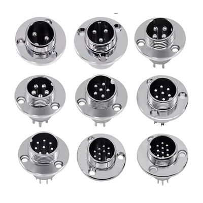 5pcs GX12 GX16 GX20 2 3 4 5 6 7 8 9 10Pin Male Female Butting Wire Cable Circular Aviation Socket Plug Panel Connector(GX20 Flange Male,10P)