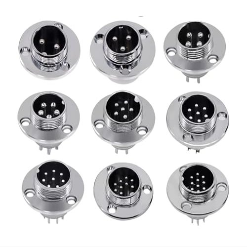 5pcs GX12 GX16 GX20 2 3 4 5 6 7 8 9 10Pin Male Female Butting Wire Cable Circular Aviation Socket Plug Panel Connector(GX20 Flange Male,10P)