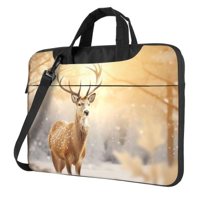 Golden Deer Christmas Print Laptop Handle Bag,Laptop Carrying Case Protect Case Pouch,Fits 13 14 15.6 Inch Laptops