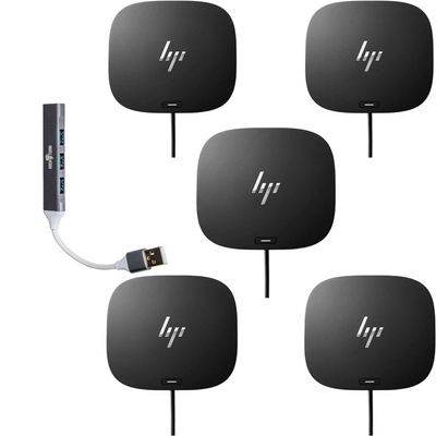 HP USB-C Dock G5-11-in-1 Adapter Bundle with Dockztorm Hub (Both USB-C and Thunderbolt-Enabled Laptops, PCs, Notebooks - Single Cable for Charging, Networking, or Data Transfers) 5 Pack