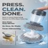 LIDUZ Dish Soap Dispenser and Sponge Holder Set for Kitchen Sink Soap Dispensing Palm Brush with Handle Scrubber Wood Bamboo Cleaning Tools Wand Refill Countertop Accessories(2+6PCS) view 2