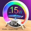 Sunrise Alarm Clock with 15W Wireless Charging & Bluetooth Speaker, RGB Mood Light, Sleep Aid, Digital Clock for Bedroom, Gaming Room (3 Colors)(White) view 2