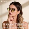 R.F.YFQH Blue Light Blocking Glasses - Round Frame Metal Arms Glasses for Women Men - Green Tinted for Migraine, Light Sensitivity, Photophobia & LED Gaming Computer Screen Glare JF6237 view 3