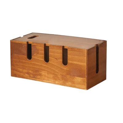 2 Pcs Wood Cable Organizer Box for Extension Cord Power Stripe Protector Wire Management Cover Hider for Home & Office