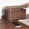 Wooden Cable Box Organizer Winder Storage Desktop Hide Wires Desk Outlet for Home & Office(Wood Color L) view 4
