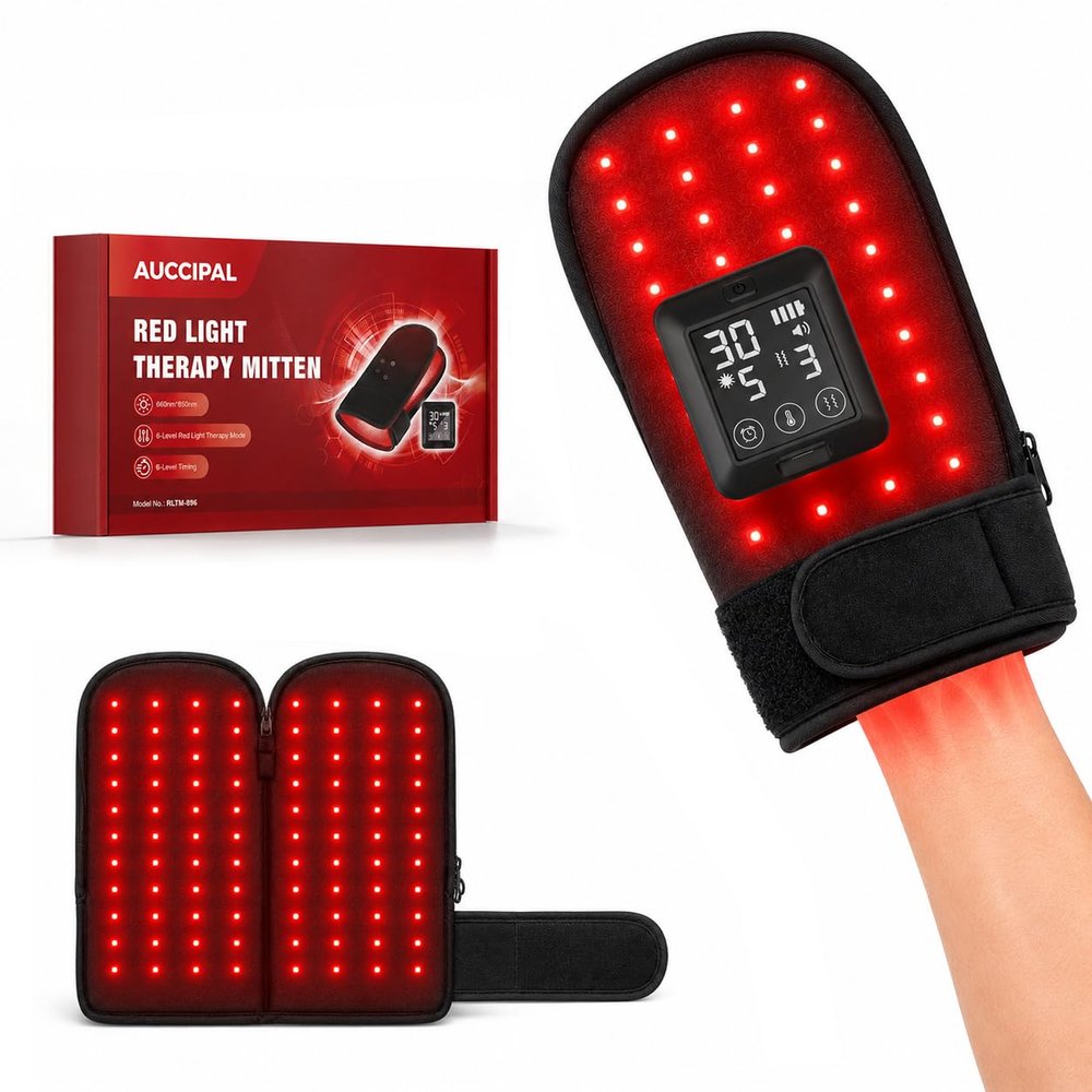 Cordless Red Light Glove for Hand, 5000mAh Rechargeable Dual-Sided 80 LEDs 660nm & 850nm Near-Infrared Light, 6 Red Light Levels & 6 Timer Settings, Unisex (Black)