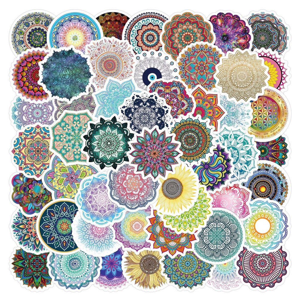 60 PCS Mandala Stickers Pack Waterproof Vinyl Decals for Water Bottles,Laptops,Phones,Notebook,Cars, DIY Crafts Vibrant Graphics for Mandala Enthusiast Gift to Friends Famils(Mandala)
