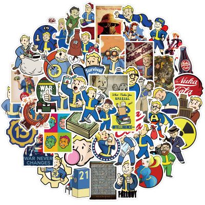 50Pcs Fallout Stickers, Cool Cartoon Game Waterproof Vinyl Decal for Adult Teen Girl Kids Laptop Travel Case Phone Bike Water Bottle Guitar Computer Skateboard Notebook Scrapbook