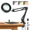 ZAPLIT 10X Magnifying Lamp with Light [Clamp and Stand], 4.3 Real Glass Lens Magnifier Desk Lamp Clip On, Metal Swing Arm LED Ring Light with 3 Color Modes & 10 Brightness for Close Work Crafts Nail view 1