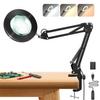 10X Magnifying Glass with Light and Clamp, ZAPLIT 4.3 Real Glass Lens Magnifier Desk Lamp, Metal Swing Arm LED Ring Light with 3 Color Modes & 10 Brightness Levels for Crafts Painting Nail Art Repair view 1