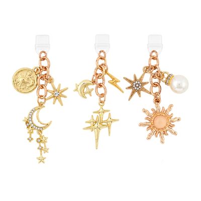LuneClat Dust Plug Charm Mystical Sun Moon Alloy Chain for Kindle E-Reader